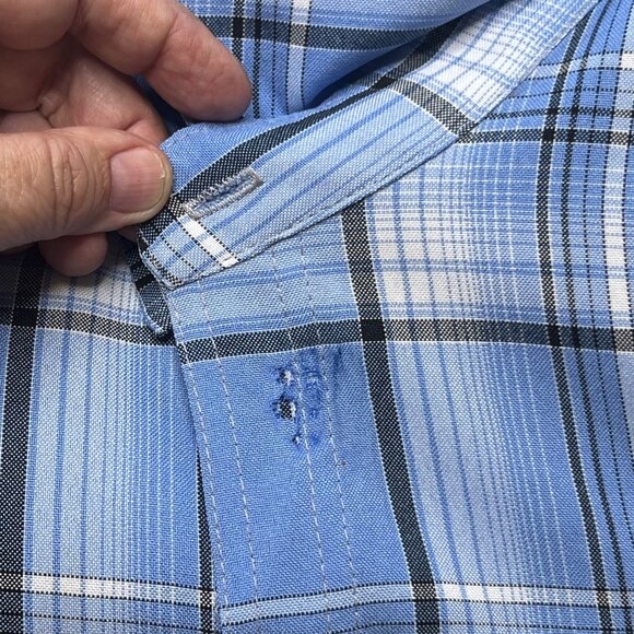 Men's Cal Top 2XLT Short Sleeve Plaid Checker Button Up Polyester Shirt Western - Picture 15 of 16